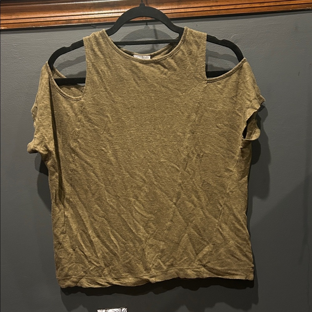 Zara Olive Cold Shoulder Muscle Tee